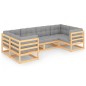 vidaXL Juego de muebles de jardín 6 pzas y cojines madera maciza pino vidaXL Juego de muebles de jardín 6 pzas y cojines madera maciza pino