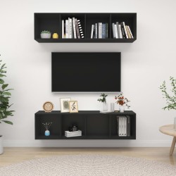 vidaXL Muebles de salón de pared 2 uds madera ingeniería negro