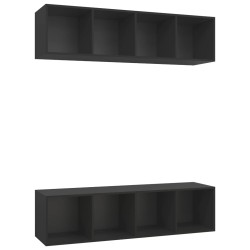 vidaXL Muebles de salón de pared 2 uds madera ingeniería negro