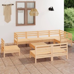 vidaXL Juego de muebles de jardín 9 piezas madera maciza de pino