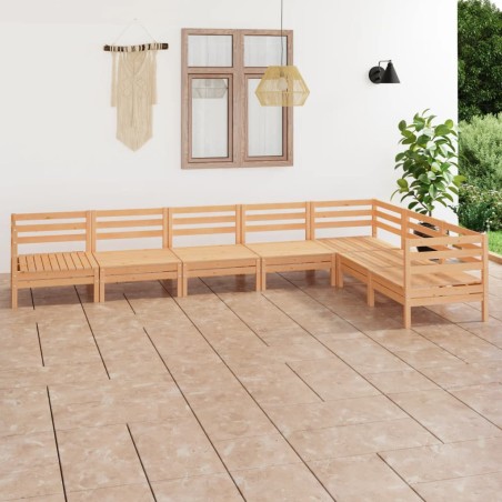 vidaXL Juego de muebles de jardín 7 piezas madera maciza de pino