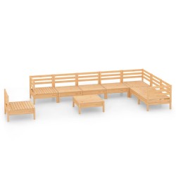 vidaXL Juego de muebles de jardín 9 piezas madera maciza de pino