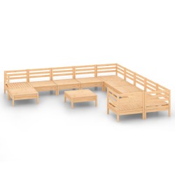 vidaXL Juego de muebles de jardín 12 piezas madera maciza de pino