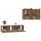vidaXL Set de muebles de TV 4 pzas madera contrachapada roble ahumado vidaXL Set de muebles de TV 4 pzas madera contrachapada roble ahumado