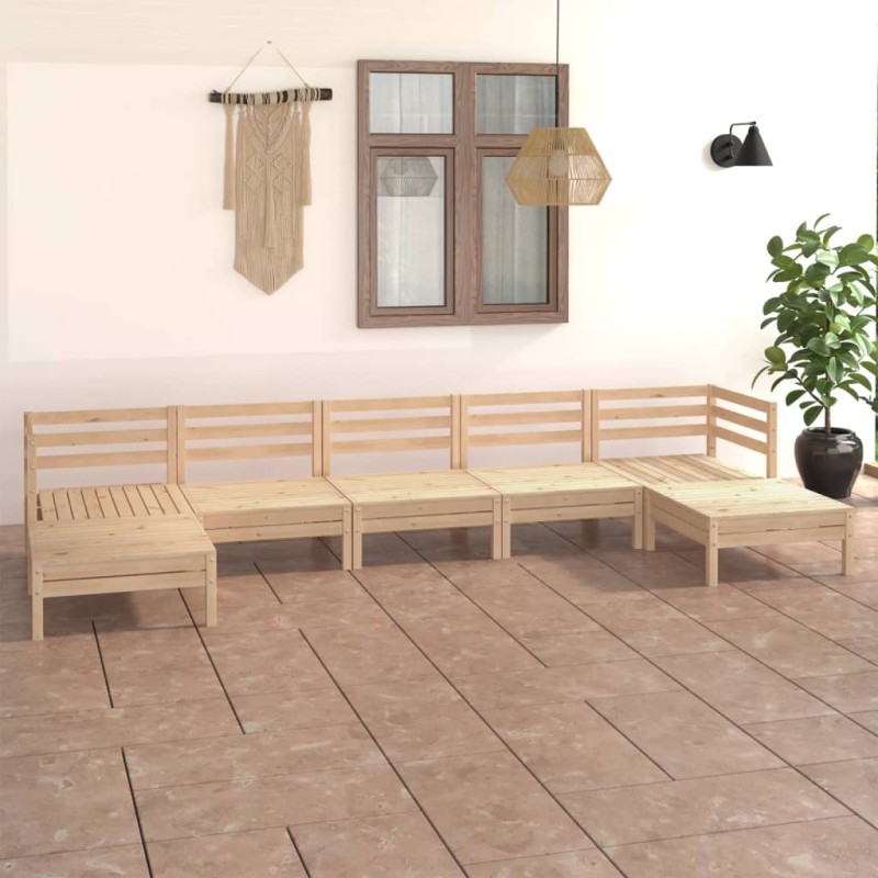 vidaXL Juego de muebles de jardín 7 piezas madera maciza de pino vidaXL Juego de muebles de jardín 7 piezas madera maciza de pino