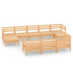 vidaXL Juego de muebles de jardín 10 piezas madera maciza de pino