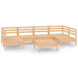 vidaXL Juego de muebles de jardín 7 piezas madera maciza de pino