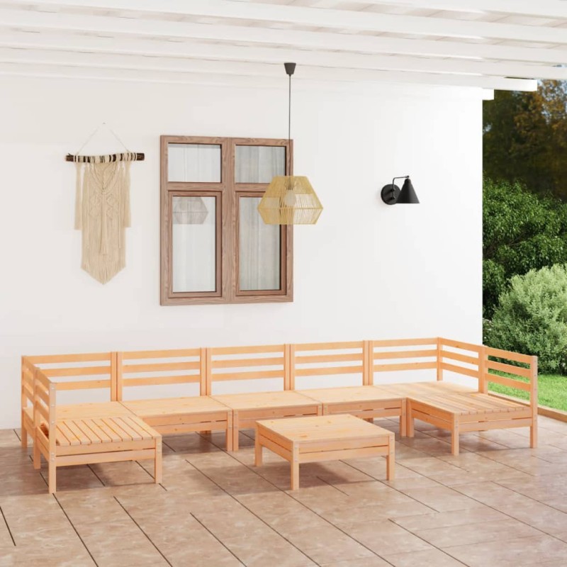 vidaXL Juego de muebles de jardín 8 piezas madera maciza de pino vidaXL Juego de muebles de jardín 8 piezas madera maciza de pino