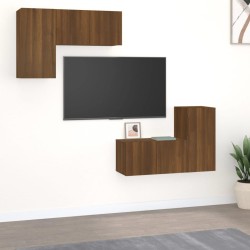 vidaXL Set de muebles para TV 4 pzas madera contrachapada marrón roble