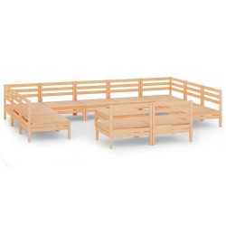 vidaXL Juego de muebles de jardín 12 piezas madera maciza de pino