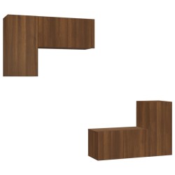 vidaXL Set de muebles para TV 4 pzas madera contrachapada marrón roble