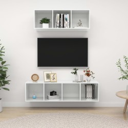vidaXL Juego de muebles de salón 2 pzs madera ingeniería blanco brillo