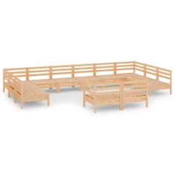 vidaXL Juego de muebles de jardín 12 piezas madera maciza de pino
