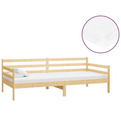 vidaXL Sofá cama con colchón madera de pino maciza 90x200 cm