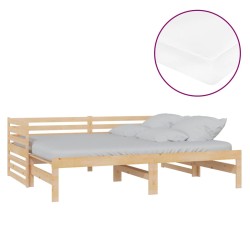 vidaXL Sofá cama extraíble madera maciza de pino 2x(90x200) cm