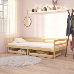 vidaXL Sofá cama con cajones madera de pino maciza 90x200 cm