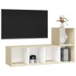 vidaXL Muebles de salón 2 pzas madera ingeniería blanco y roble Sonoma