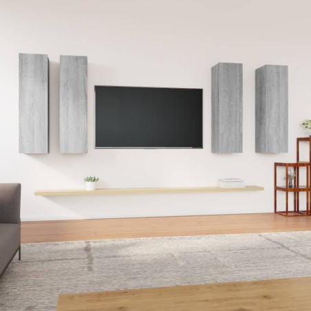 vidaXL Muebles TV 4 uds madera contrachapada gris Sonoma 30,5x30x110cm