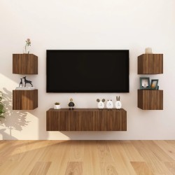 vidaXL Muebles para TV de pared 8 uds roble marrón 30,5x30x30 cm