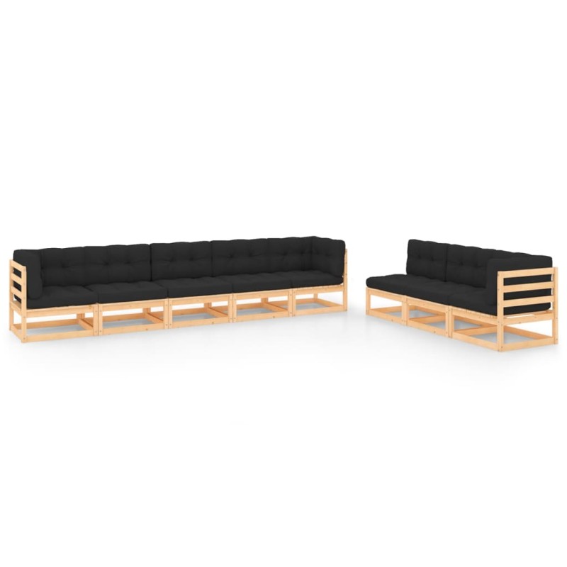 vidaXL Muebles de jardín 8 pzas y cojines madera maciza pino vidaXL Muebles de jardín 8 pzas y cojines madera maciza pino