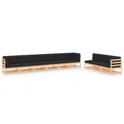 vidaXL Juego de muebles de jardín 9 pzas y cojines madera maciza pino