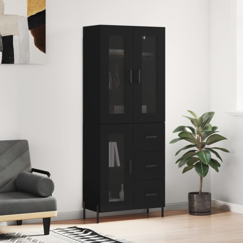 vidaXL Aparador alto madera contrachapada negro 69,5x34x180 cm vidaXL Aparador alto madera contrachapada negro 69,5x34x180 cm