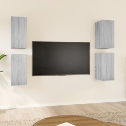vidaXL Muebles TV 4 uds madera contrachapada gris Sonoma 30,5x30x60 cm