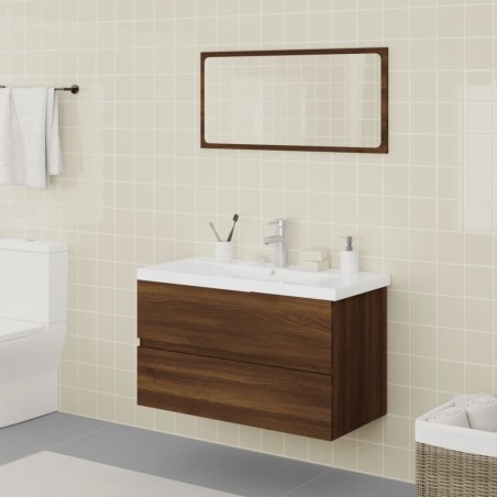 vidaXL Set de muebles de baño madera contrachapada marrón roble