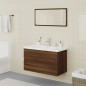 vidaXL Set de muebles de baño madera contrachapada marrón roble vidaXL Set de muebles de baño madera contrachapada marrón roble