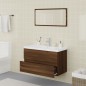 vidaXL Set de muebles de baño madera contrachapada marrón roble vidaXL Set de muebles de baño madera contrachapada marrón roble