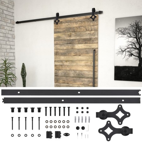 vidaXL Kit de herrajes para puertas correderas SKIEN acero negro 200cm