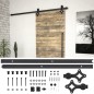 vidaXL Kit de herrajes para puertas correderas SKIEN acero negro 200cm vidaXL Kit de herrajes para puertas correderas SKIEN acero negro 200cm