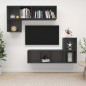 vidaXL Juego de muebles de salón 4 piezas madera de ingeniería gris