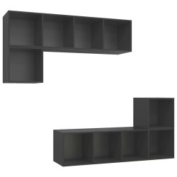 vidaXL Juego de muebles de salón 4 piezas madera de ingeniería gris