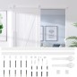 vidaXL Kit herrajes para puertas correderas de 200 cm de acero blanco vidaXL Kit herrajes para puertas correderas de 200 cm de acero blanco