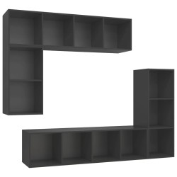vidaXL Juego de muebles de salón 4 pzas madera de ingeniería gris