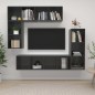 vidaXL Muebles de salón 4 piezas madera de ingeniería gris brillo