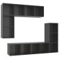 vidaXL Muebles de salón 4 piezas madera de ingeniería gris brillo