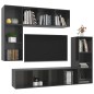 vidaXL Muebles de salón 4 piezas madera de ingeniería gris brillo