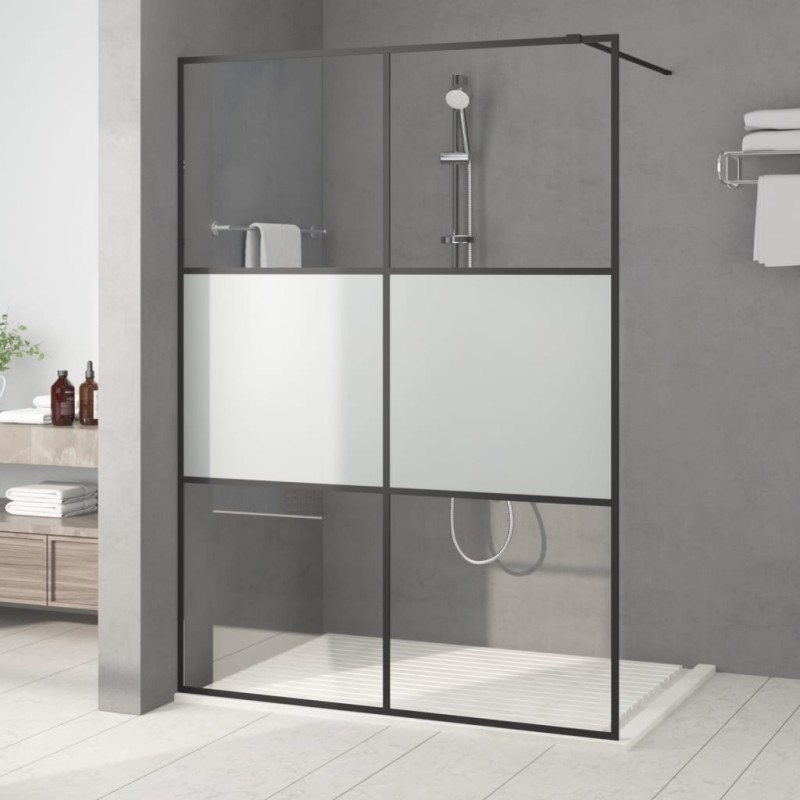 vidaXL Mampara de ducha vidrio ESG semiesmerilado negro 140x195 cm vidaXL Mampara de ducha vidrio ESG semiesmerilado negro 140x195 cm