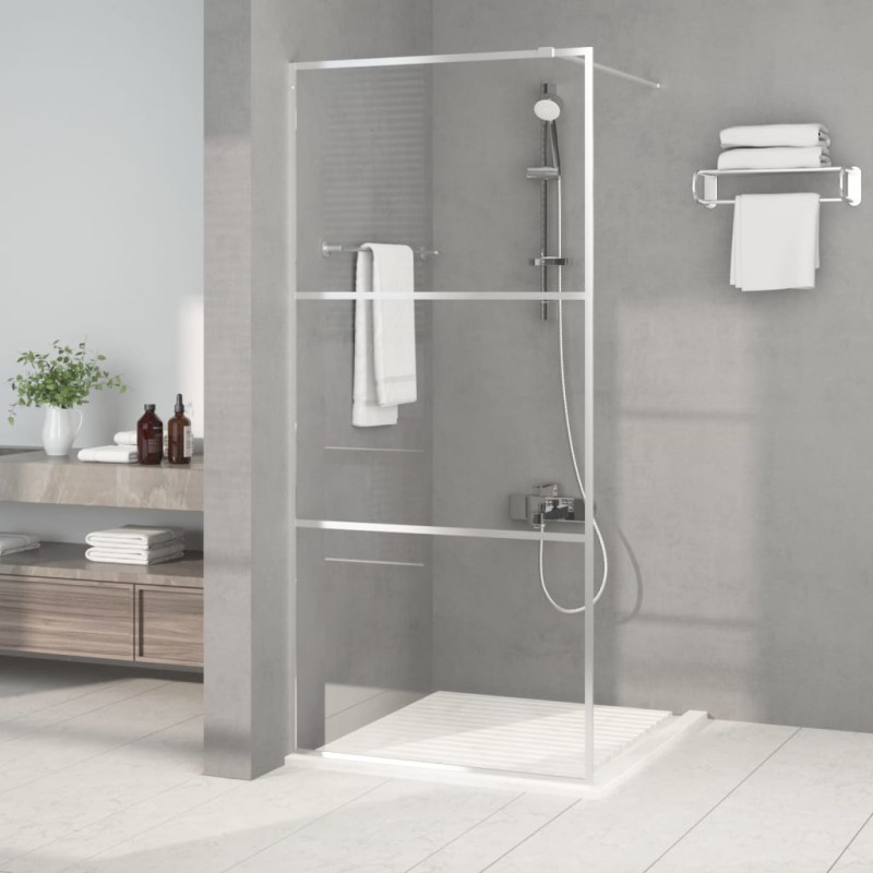 vidaXL Mampara de ducha vidrio ESG transparente plateado 90x195 cm vidaXL Mampara de ducha vidrio ESG transparente plateado 90x195 cm