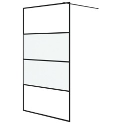 vidaXL Mampara de ducha vidrio ESG semiesmerilado negro 115x195 cm