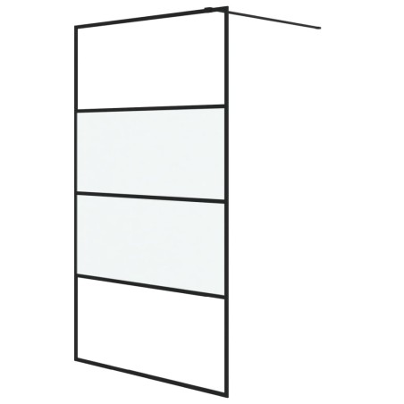 vidaXL Mampara de ducha vidrio ESG semiesmerilado negro 115x195 cm