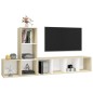 vidaXL Muebles de salón 3 pzas madera ingeniería blanco y roble Sonoma