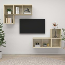 vidaXL Muebles de salón de pared 4 pzas madera ingeniería roble Sonoma