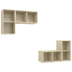 vidaXL Muebles de salón de pared 4 pzas madera ingeniería roble Sonoma