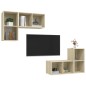 vidaXL Muebles de salón de pared 4 pzas madera ingeniería roble Sonoma