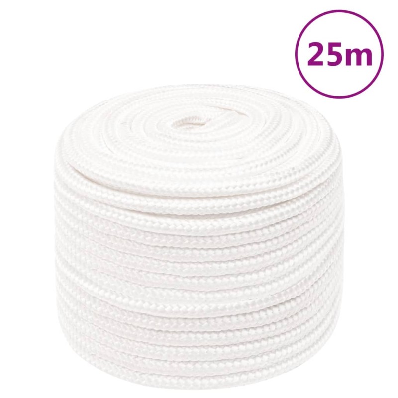 vidaXL Cuerda de barco polipropileno blanco intenso 14 mm 25 m