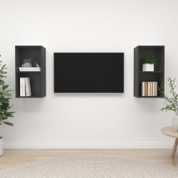 vidaXL Muebles de salón de pared 2 piezas madera ingeniería gris