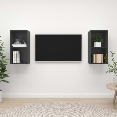 vidaXL Muebles de salón de pared 2 piezas madera ingeniería gris